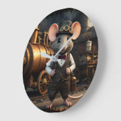 Steampunk Maus und Zug Große Wanduhr (Winkel)