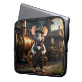 Steampunk Maus und Zug Laptopschutzhülle (Vorderseite Links)