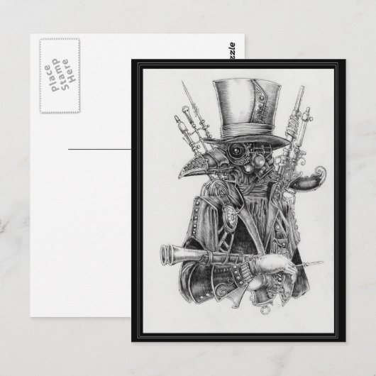 Steampunk Mecha Crow Postkarte (Vorne/Hinten)