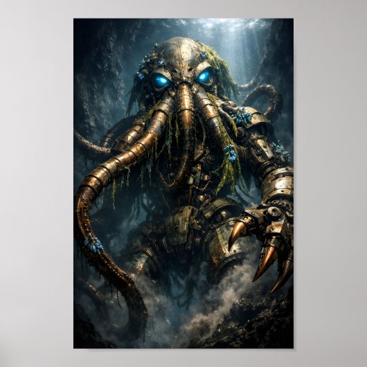 Steampunk-Mecha-Kraken-Tiefsee-Kunst Poster (Vorne)