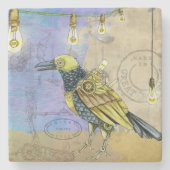 Steampunk Mechanical Bird Engineering Steinuntersetzer (Vorderseite)