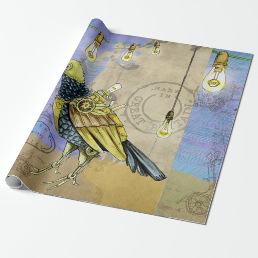 Steampunk Mechanical Bird Engineering Vatertag Geschenkpapier (Ungerollt)