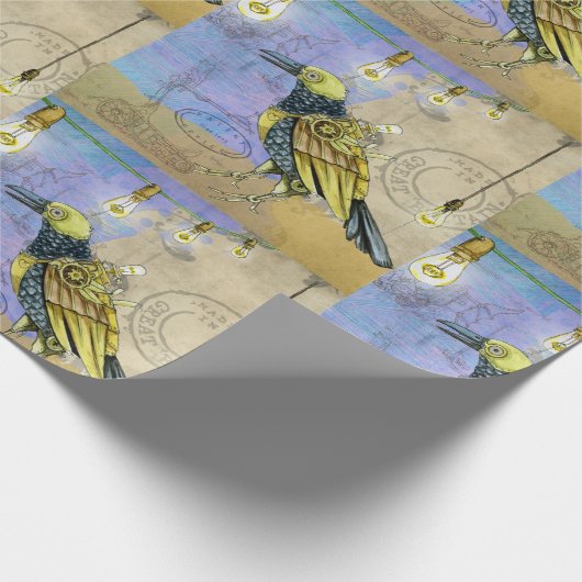 Steampunk Mechanical Bird Engineering zum Geburtst Geschenkpapier (Ecke)