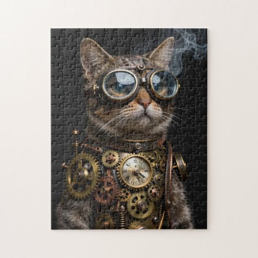 Steampunk Mechanical Cat Portrait Jigsaw Puzzle (Vertikal)