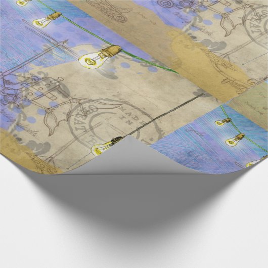 Steampunk Mechanical Edison Light Bulb Architect Geschenkpapier (Ecke)