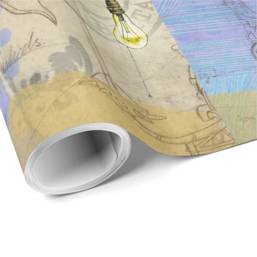 Steampunk Mechanical Edison Light Bulb Architect Geschenkpapier (Rolleneckpunkt)