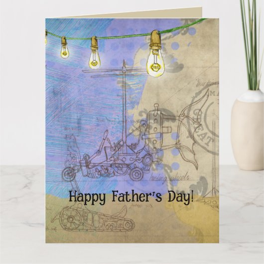 Steampunk Mechanical Edison Light Bulb Architect Karte (Vorderseite)