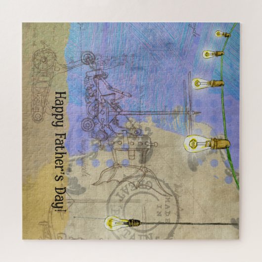 Steampunk Mechanical Edison Light Bulb Architect Puzzle (Horizontal)