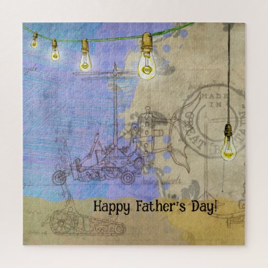 Steampunk Mechanical Edison Light Bulb Architect Puzzle (Vertikal)