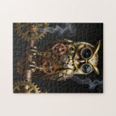Steampunk Mechanical Owl on Clockwork Branch Art Puzzle (Horizontal)