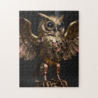 Steampunk Mechanical Owl with Spread Wings Art Puzzle