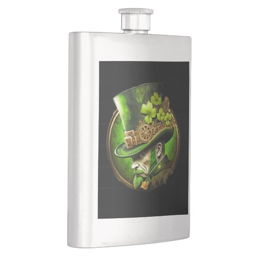 Steampunk Mechanical Top Hat St. Patrick's Day Man Flachmann (Rechts)