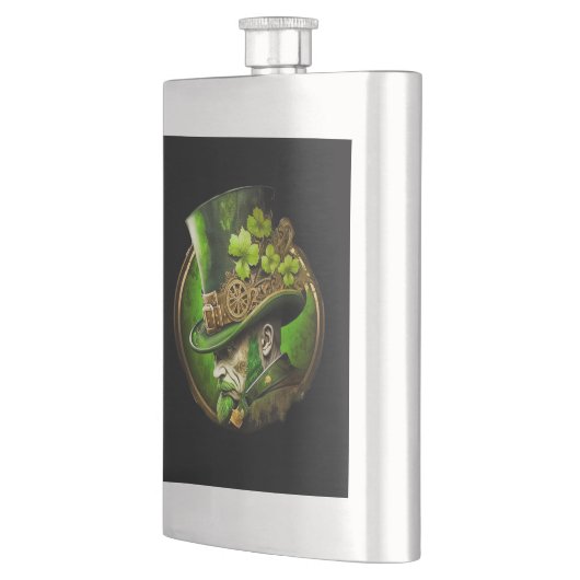 Steampunk Mechanical Top Hat St. Patrick's Day Man Flachmann (Links)