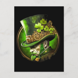 Steampunk Mechanical Top Hat St. Patrick's Day Man Postkarte