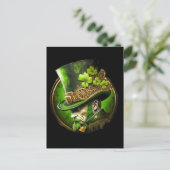 Steampunk Mechanical Top Hat St. Patrick's Day Man Postkarte (Stehend Vorderseite)