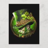 Steampunk Mechanical Top Hat St. Patrick's Day Man Postkarte (Vorderseite)