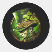 Steampunk Mechanical Top Hat St. Patrick's Day Man Runder Aufkleber (Vorderseite)
