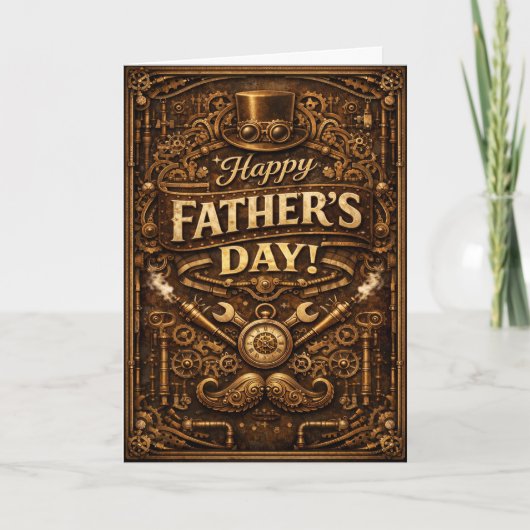 Steampunk Mechanical Vintage Fathers Day Feiertagskarte (Vorderseite)