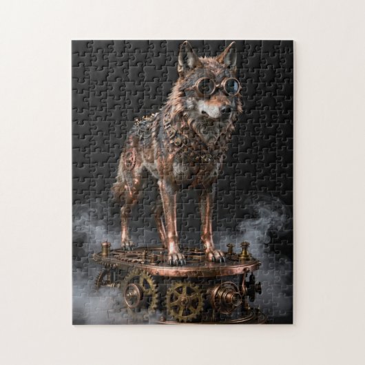 Steampunk Mechanical Wolf on Gears Jigsaw Puzzle (Vertikal)