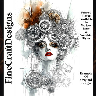 Steampunk Mechanische Elegante Frau N1 Decoupage Seidenpapier