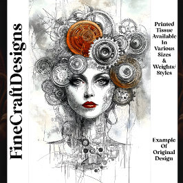 Steampunk Mechanische Frau Ephemera M9 Decoupage Seidenpapier