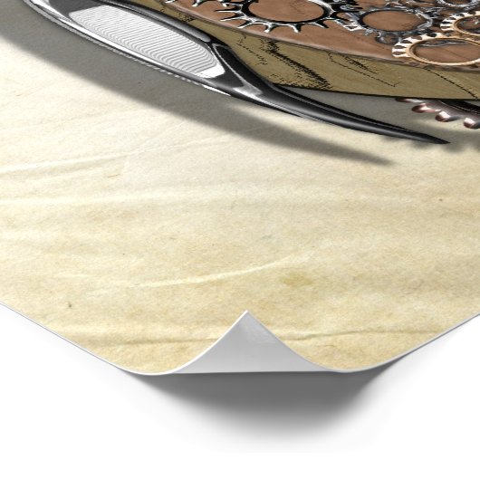 Steampunk Mechanische Gänge Owl Poster (Ecke)