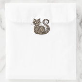 Steampunk Mechanische Katze Runder Aufkleber (Tasche)