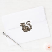 Steampunk Mechanische Katze Runder Aufkleber (Umschlag)