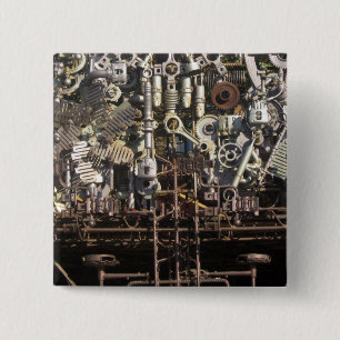 Steampunk mechanische Maschineriemaschinen Button