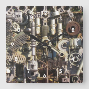 Steampunk mechanische Maschineriemaschinen Quadratische Wanduhr