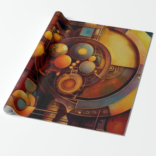 Steampunk mechanische Orbkonstruktion Geschenkpapier (Ungerollt)