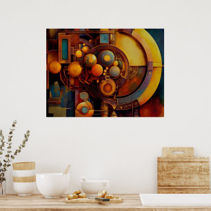 Steampunk mechanische Orbkonstruktion Poster