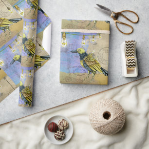 Steampunk mechanische Vogeltechnik Geburtstag Geschenkpapier