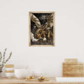 Steampunk Mechanischer Drache Messinggetriebe Vikt Poster (Küche)