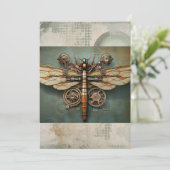 Steampunk Mechanischer Dragonfly Vintages Scrapboo Einladung (Stehend Vorderseite)