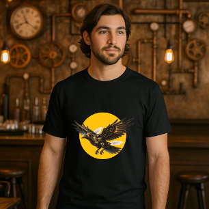Steampunk mechanischer fliegender Rabe über Vollmo T-Shirt