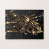 Steampunk-Mechanischer-Sitzender-Wolf-Kunst Puzzle (Horizontal)