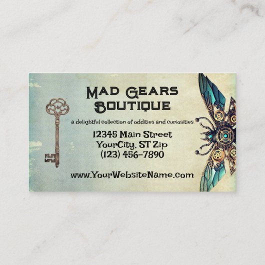 Steampunk Mechanischer Vintager Industriekatalysat Visitenkarte (Rückseite)