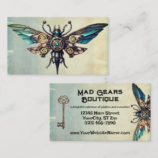 Steampunk Mechanischer Vintager Industriekatalysat Visitenkarte (Vorne/Hinten)
