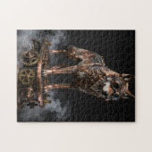 Steampunk-mechanischer Wolf auf Zahnrädern Puzzle (Horizontal)
