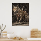 Steampunk Mechanischer Wolf Messingzahnräder Vikto Poster (Küche)