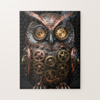 Steampunk mechanisches Eulenportrait Puzzle
