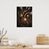 Steampunk-Mechanisches-Herz Anatomischer Bauplan  Poster (Küche)