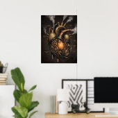 Steampunk-Mechanisches-Herz Anatomischer Bauplan  Poster (Heimbüro)