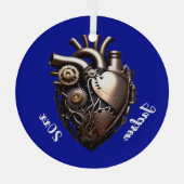 Steampunk Mechanisches Herz Ornament Aus Glas (Rückseite)