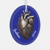 Steampunk Mechanisches Herz Ornament Aus Glas (Vorderseite Rechts)