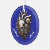 Steampunk Mechanisches Herz Ornament Aus Glas (Vorderseite links)