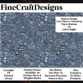 Steampunk Mechanisches Muster Blau BN2 Decoupage Seidenpapier