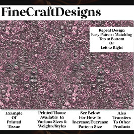 Steampunk Mechanisches Muster Pink BN1 Decoupage Seidenpapier