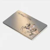 Steampunk Mechanisches Pferd & Lady Kaffee Gold Post-it Klebezettel (angewinkelt)